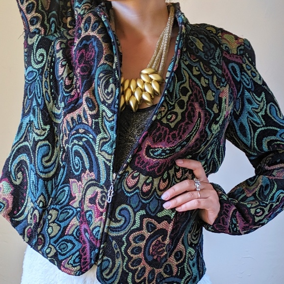 Vintage *Rare* Matty + Maxx Tapestry Zip Jacket - Picture 2 of 8